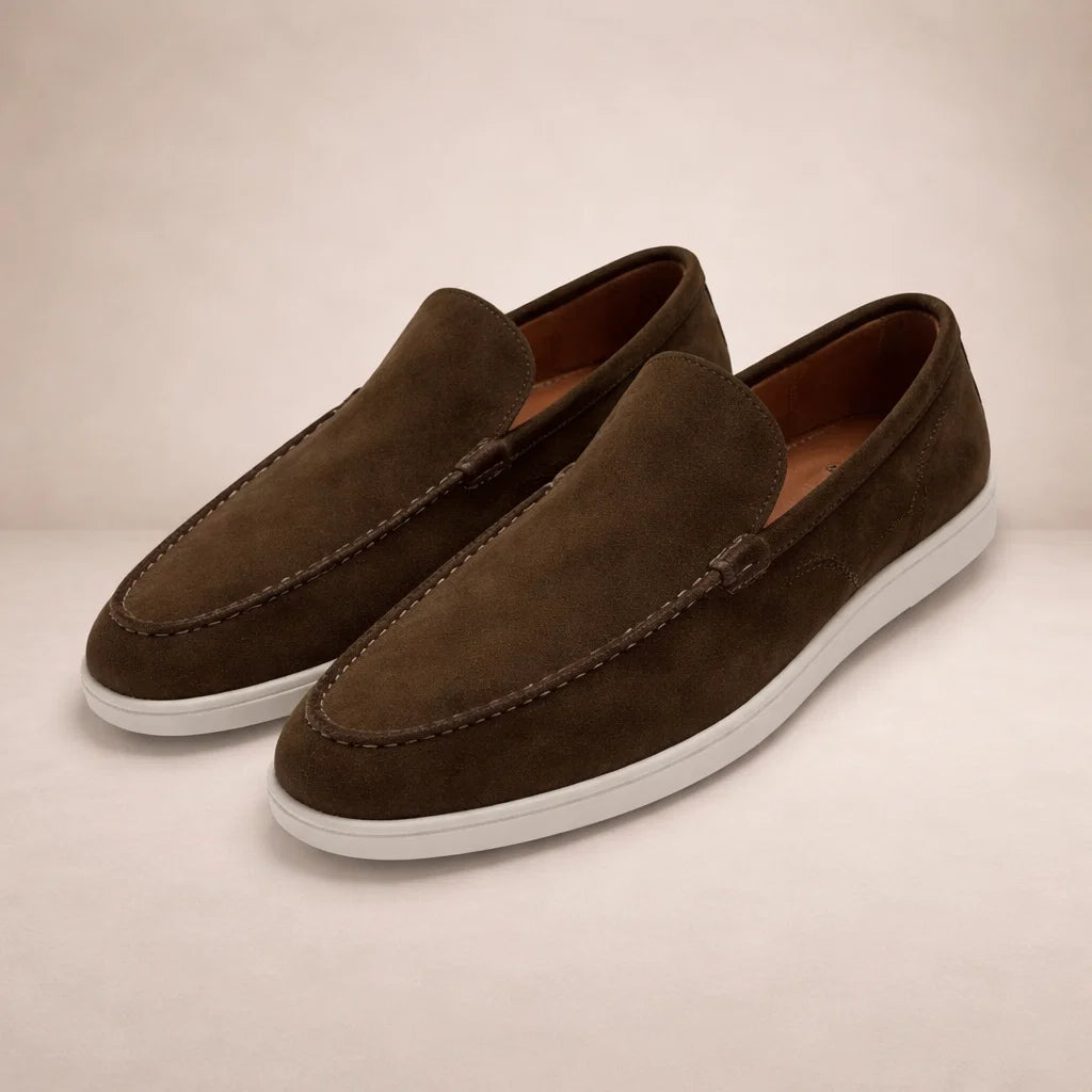 Leather Slip-On Loafers in Classic Brown