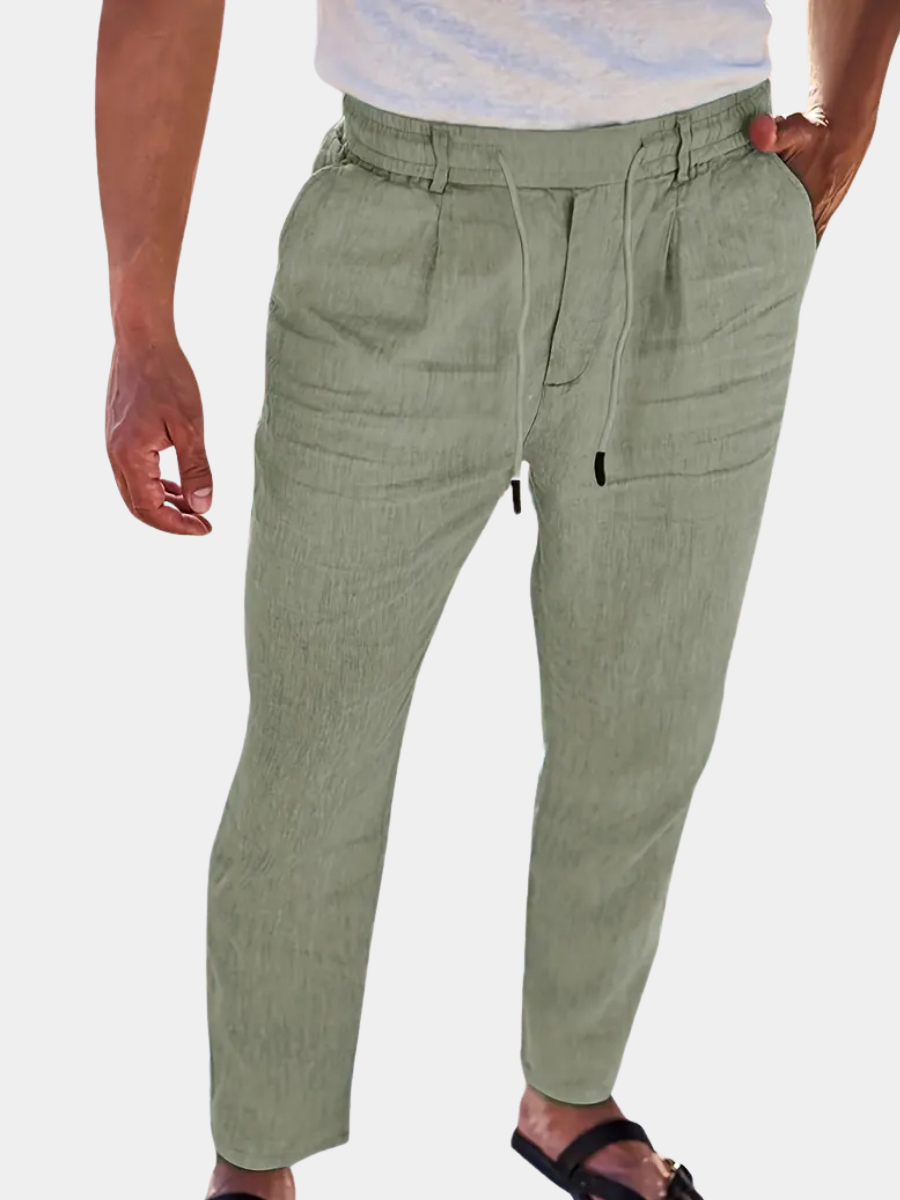 WIDE LINEN TROUSERS WITH CORD
