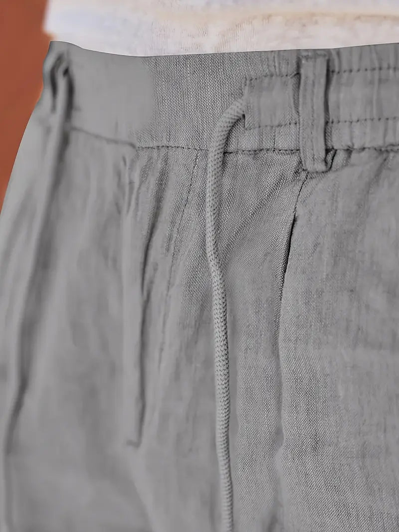 WIDE LINEN TROUSERS WITH CORD