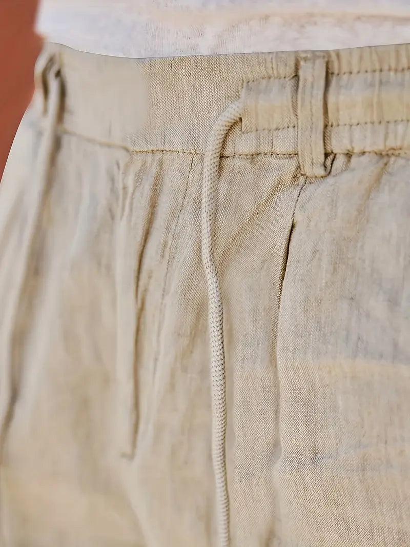 WIDE LINEN TROUSERS WITH CORD