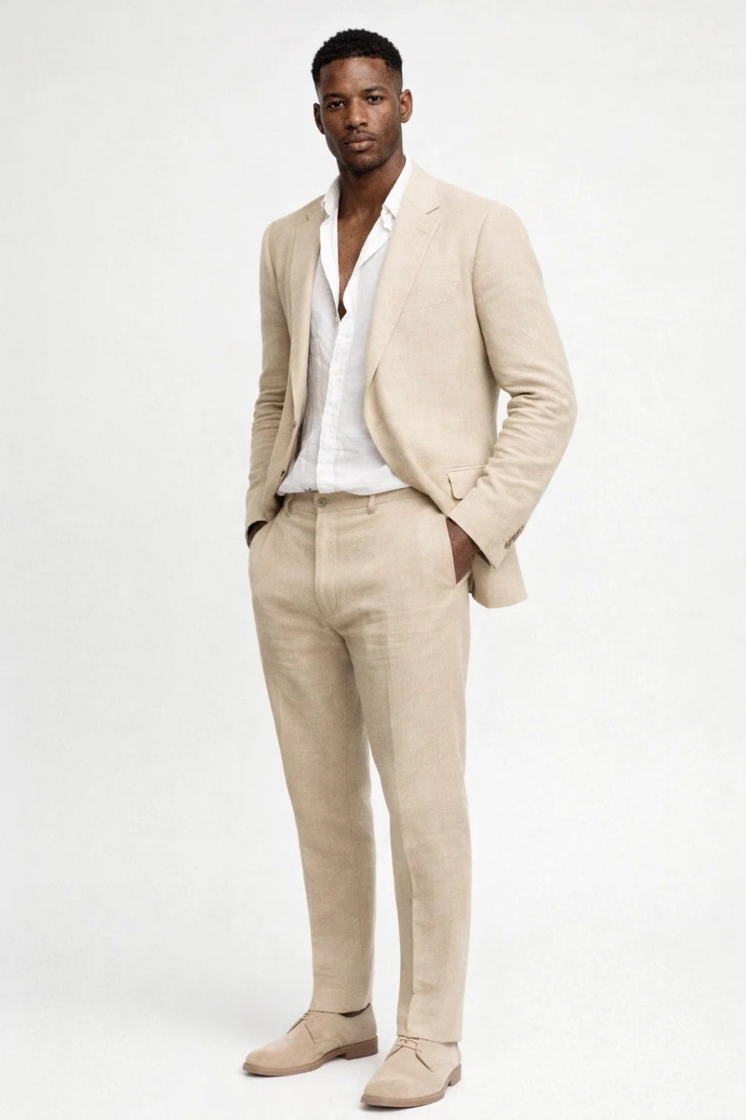 Men's Regular Fit Tweed Ensemble, Round Neck