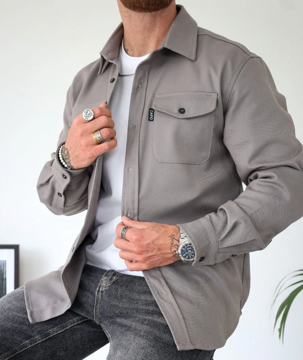 Refined Men's Overshirt in Classic Navy