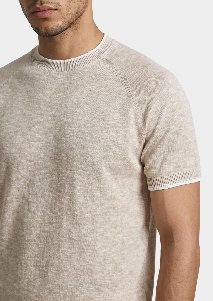 Capri Beige Linen Contrast Tee