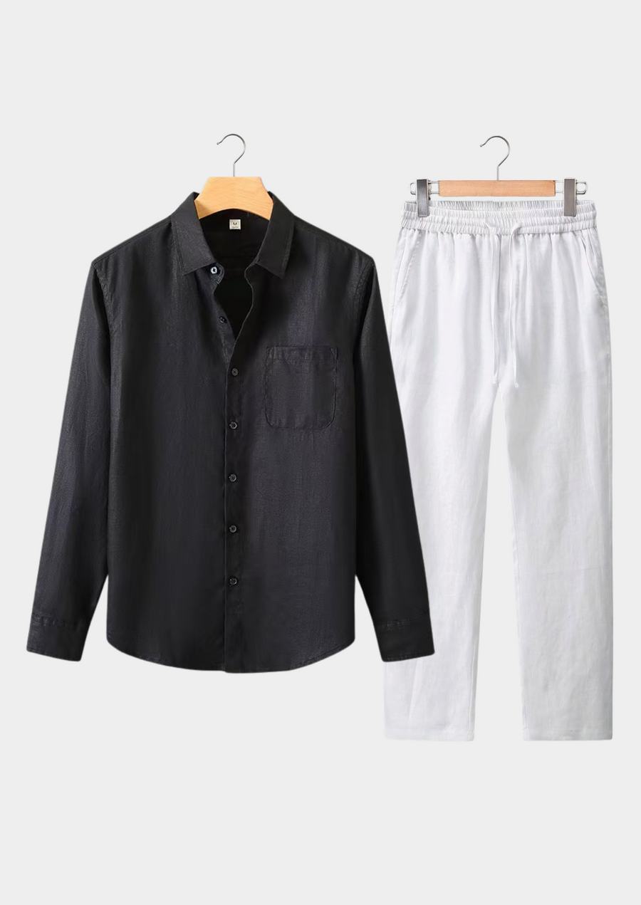 Dolcevita Long Sleeve Summer Ensemble - Noir/Blanc