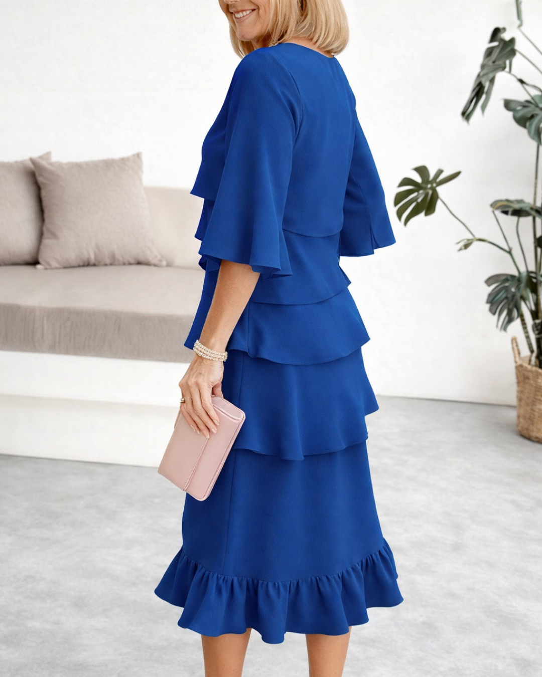 Iris Silk Ruffle Midi Dress