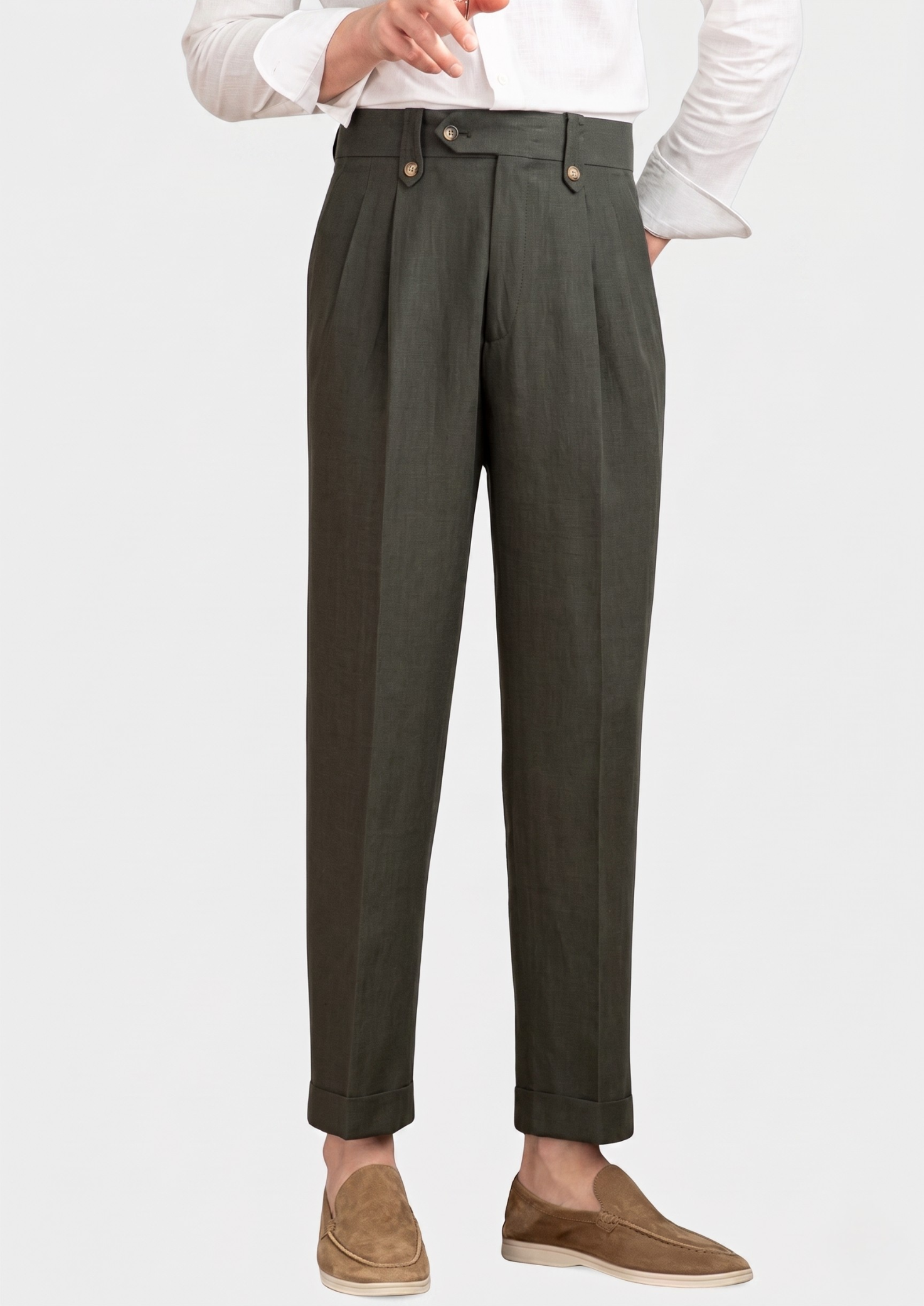 Cagliari Pleated Trousers in Olive