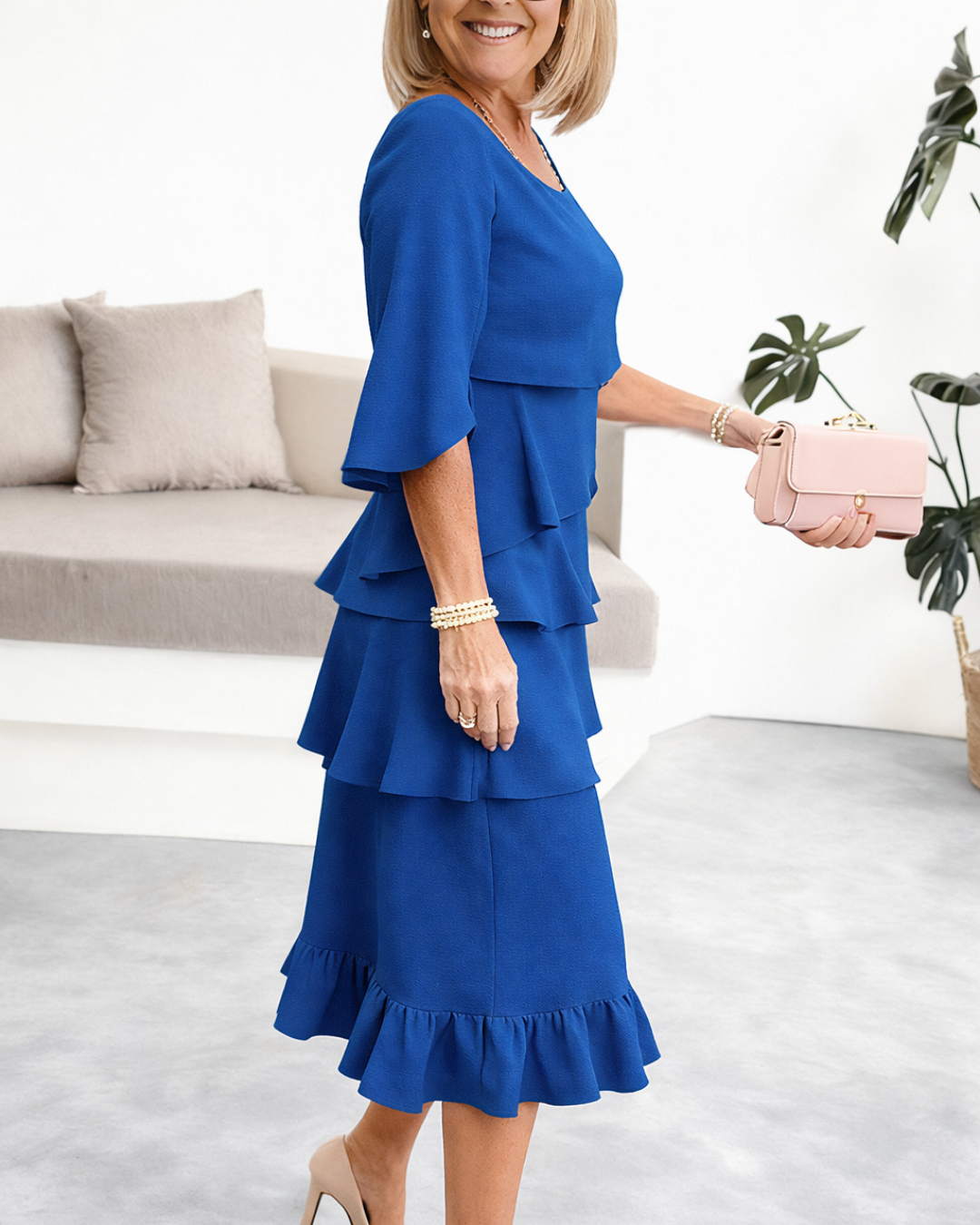 Iris Silk Ruffle Midi Dress