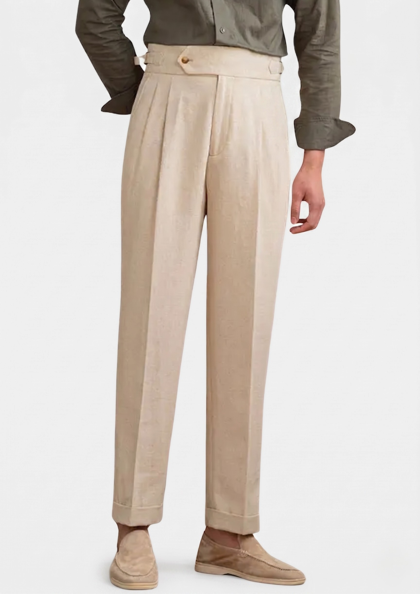Napoli Pleated Trousers in Sand
