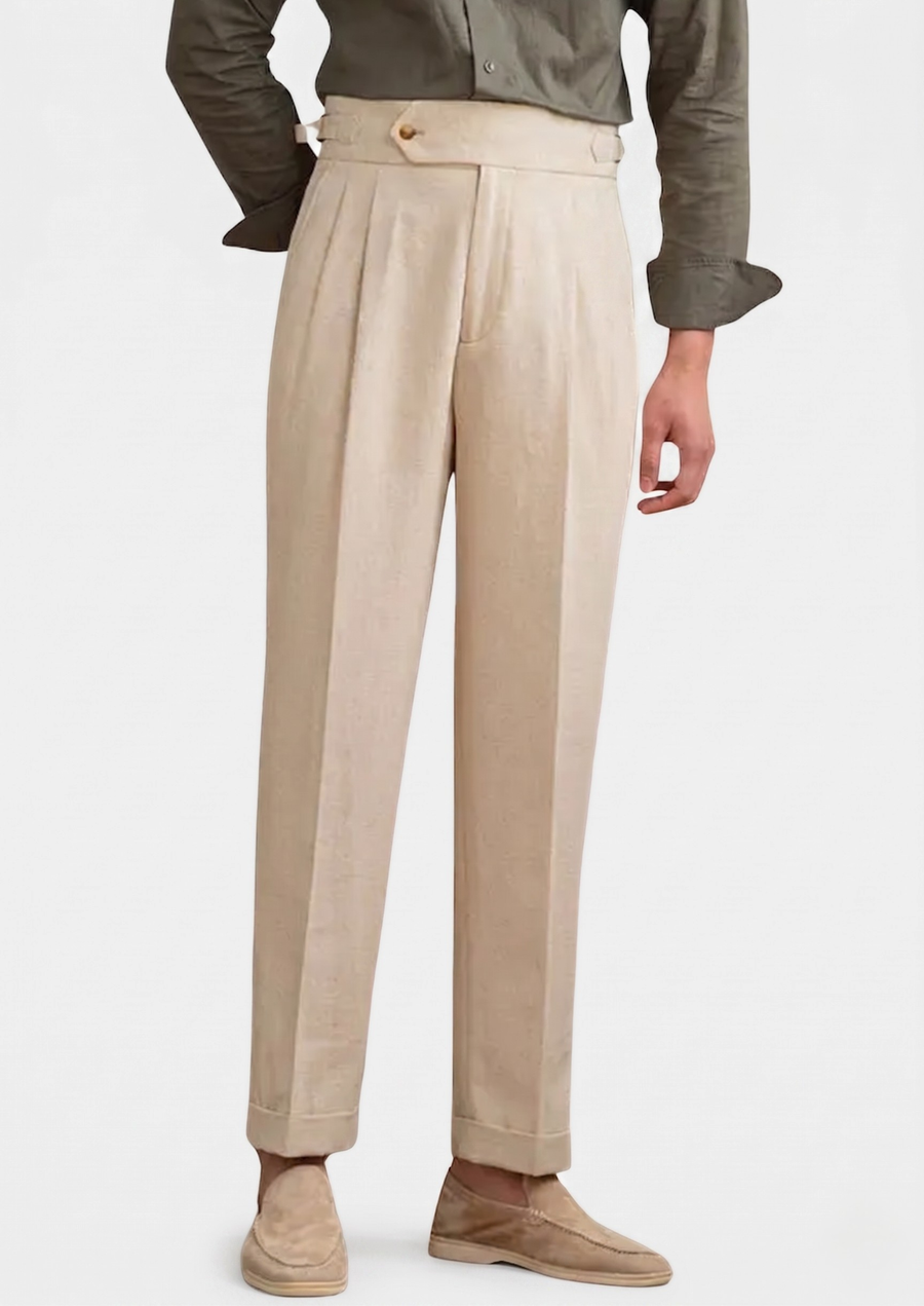 Napoli Pleated Trousers in Sand