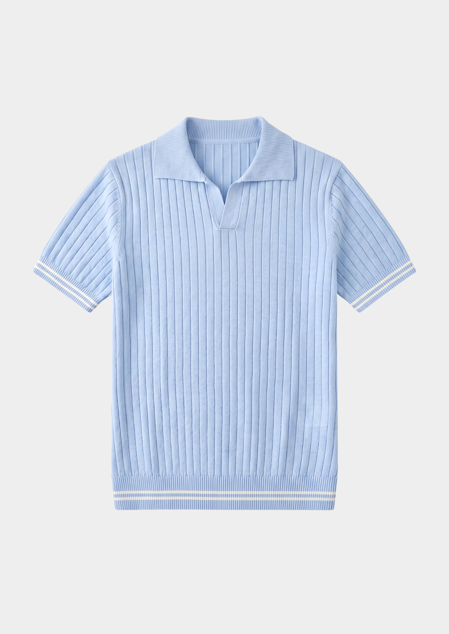 Pierre Light Blue Ribbed Polo Shirt