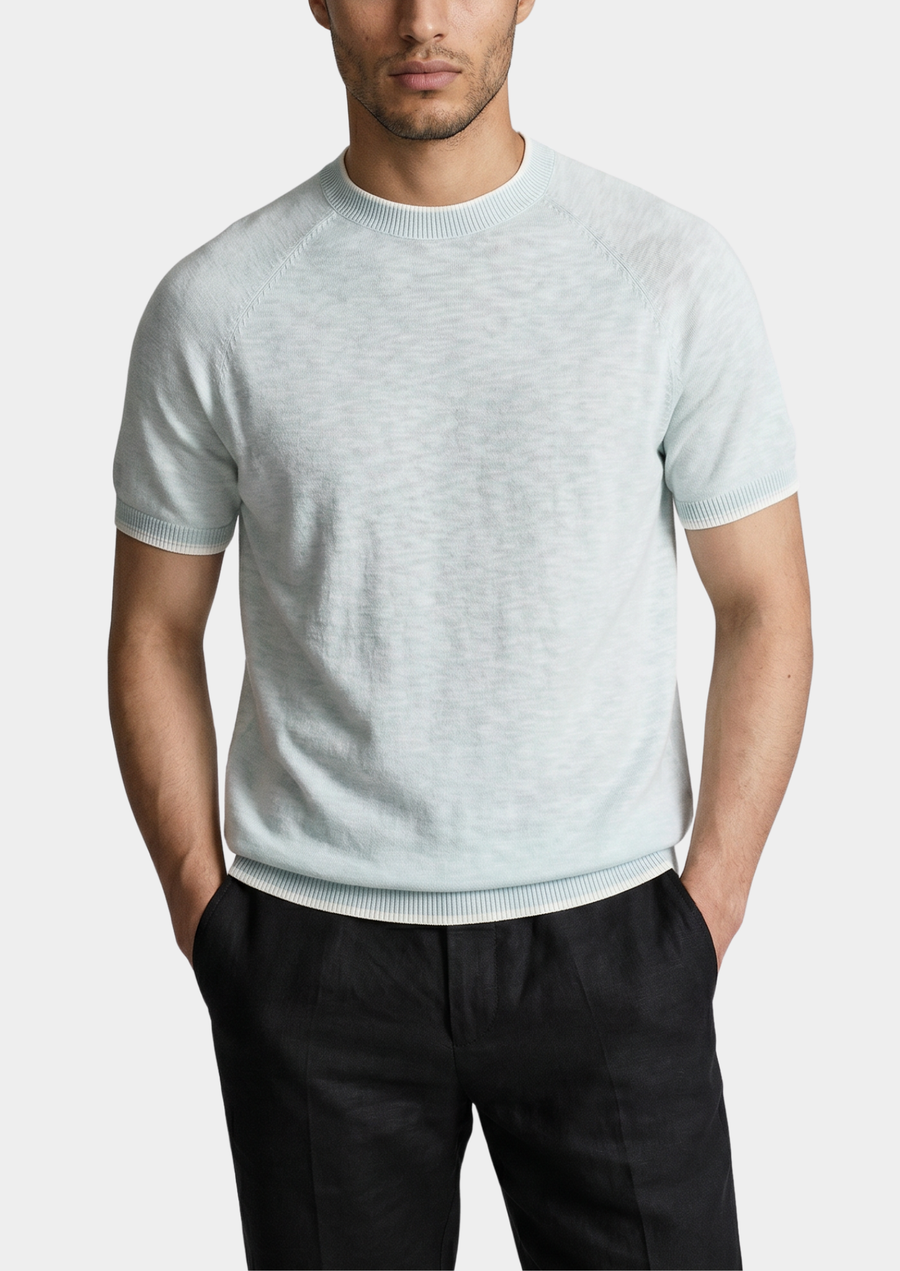 Capri Ice Blue Linen T-Shirt