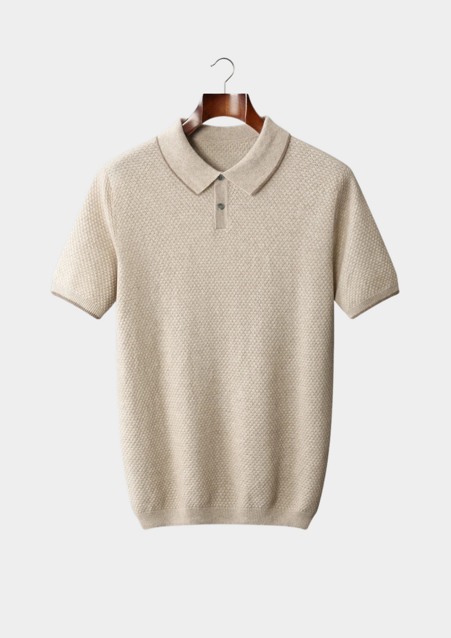 Ivory Two-Tone Cashmere Polo