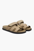 Beige H-Cut Sandals in Italian Leather