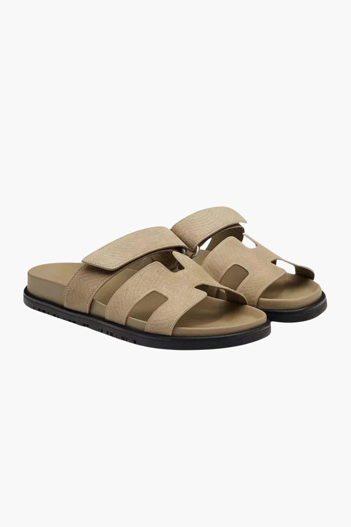 Beige H-Cut Sandals in Italian Leather