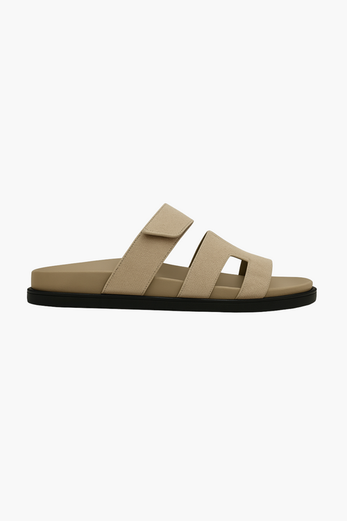 Beige H-Cut Sandals in Italian Leather