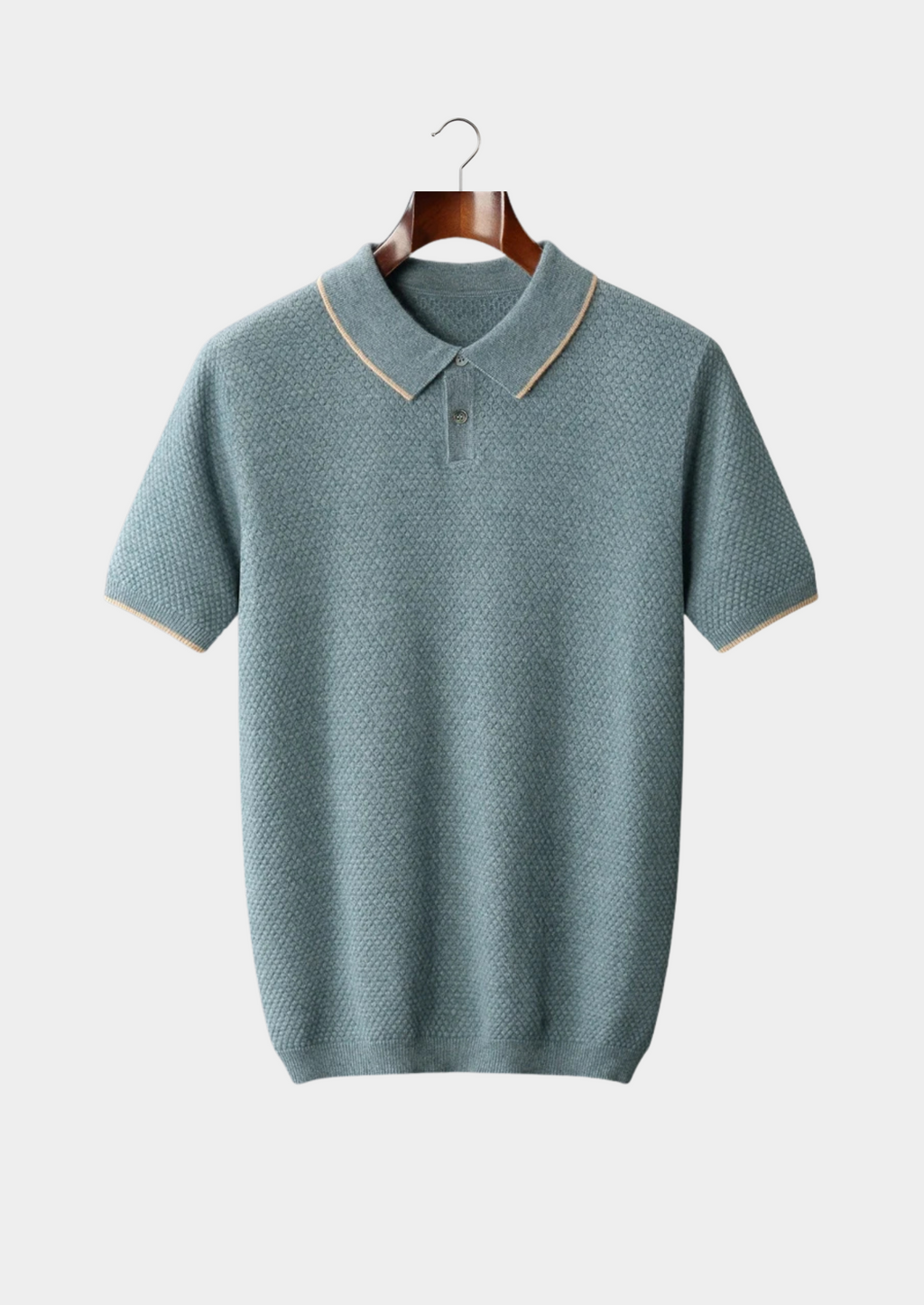 Sea Blue Two-Tone Cashmere Polo