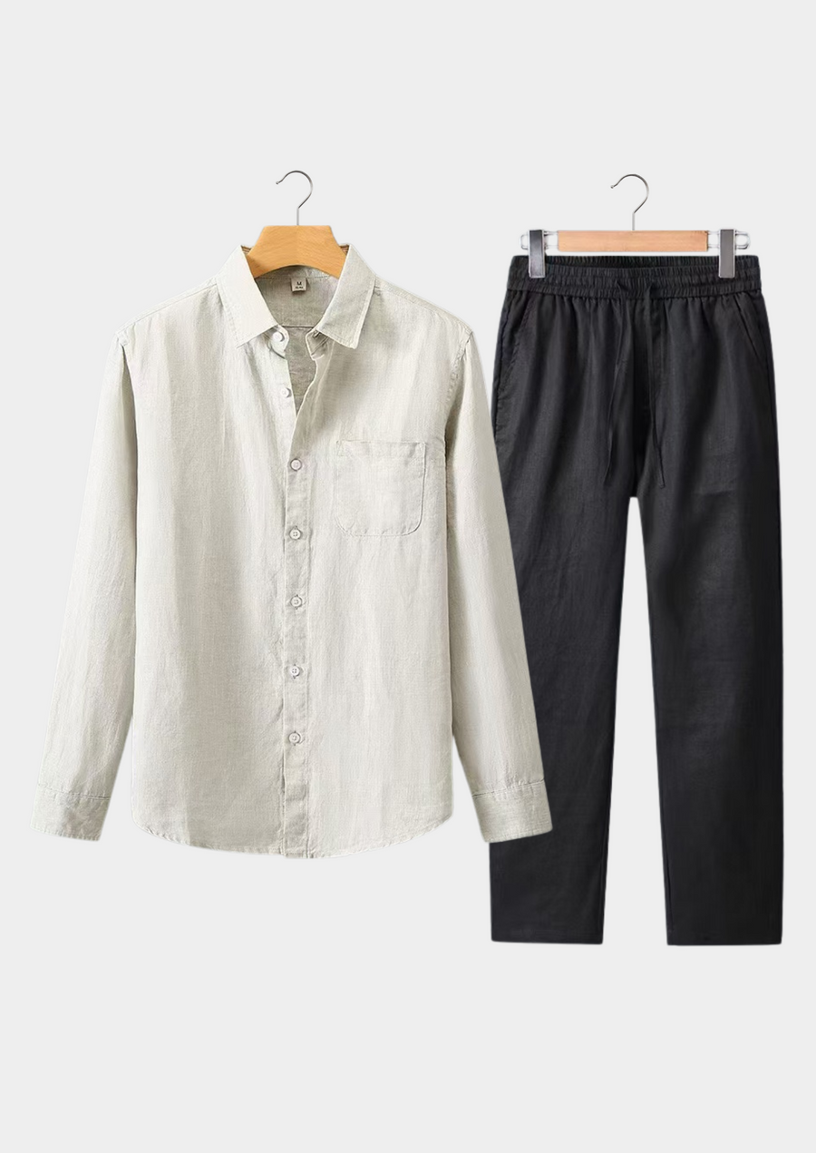 Beige and Black Dolce Vita Long Sleeve Ensemble