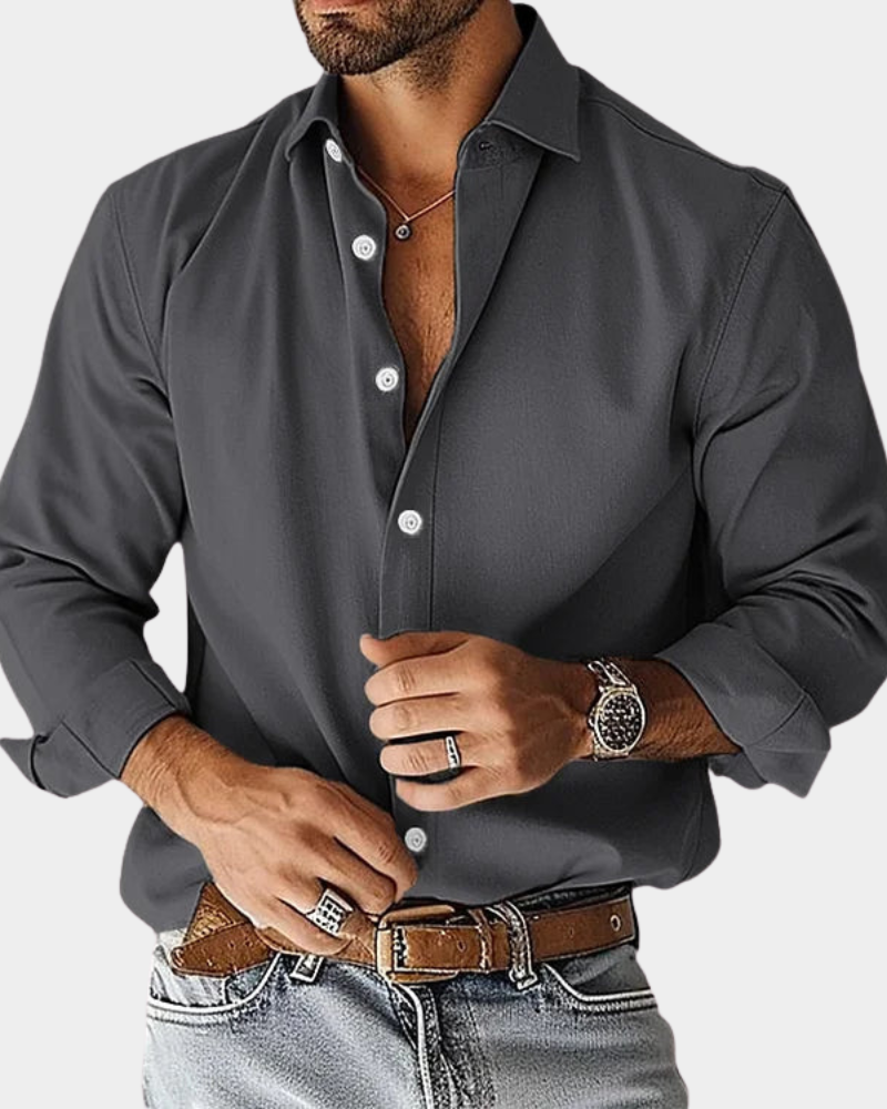 Men's Long Sleeve Button-Down Shirt in Classic White