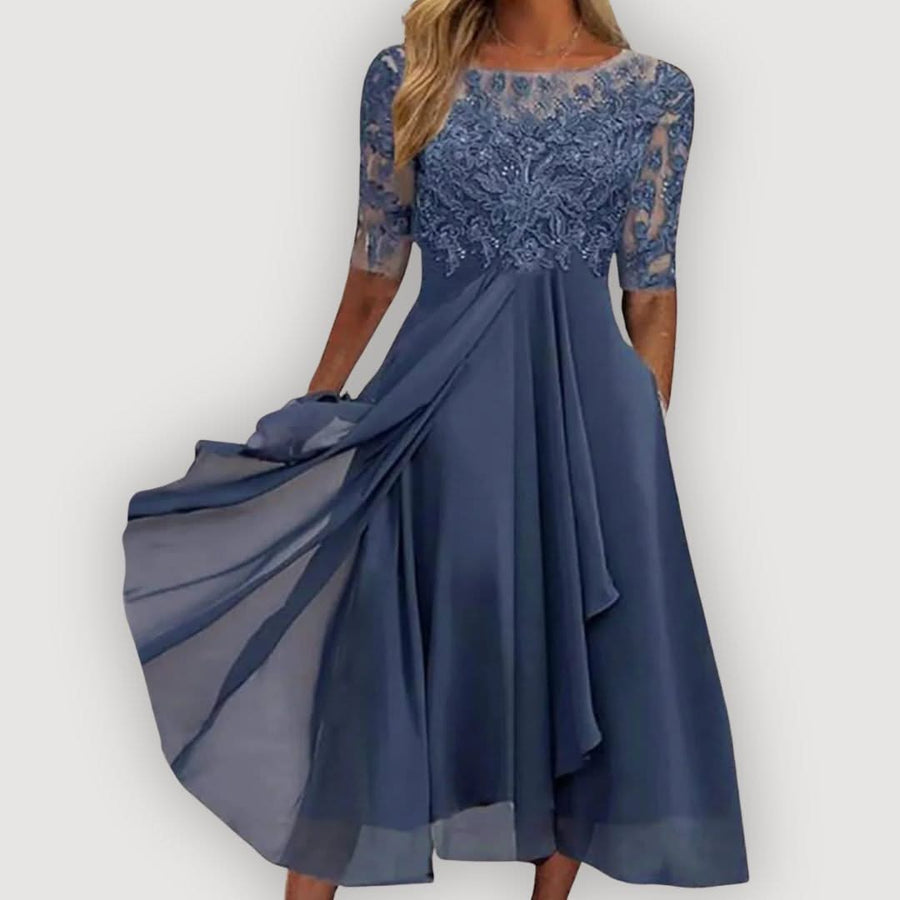 Elara Chiffon Dress in Soft Flow