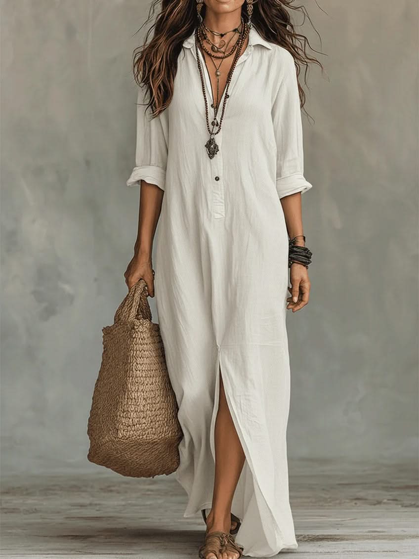 Clara Silk Maxi Dress in Ivory