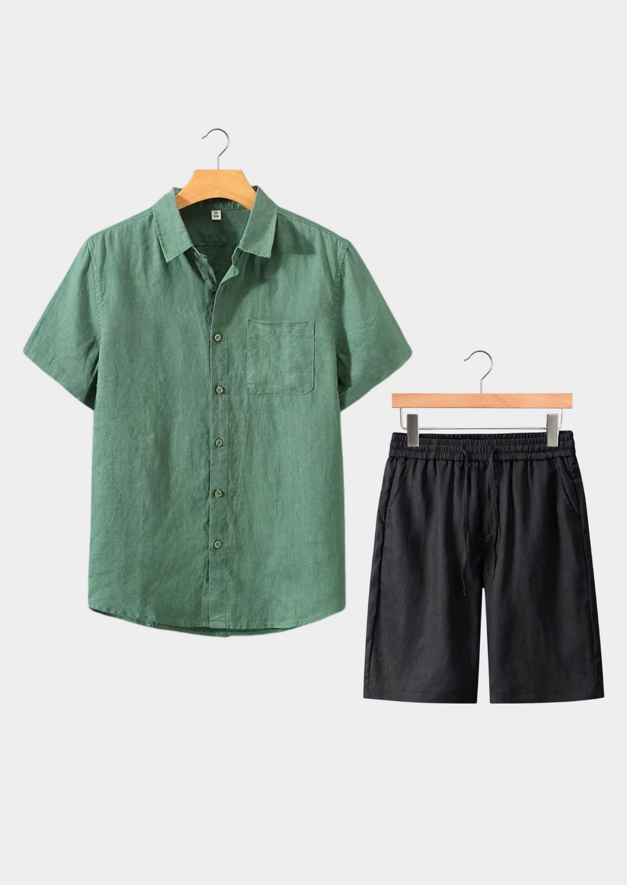 Timeless Short Sleeve Summer Ensemble - Green/Black