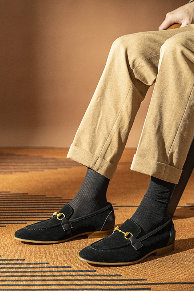 Alessio Black Suede Horsebit Loafers