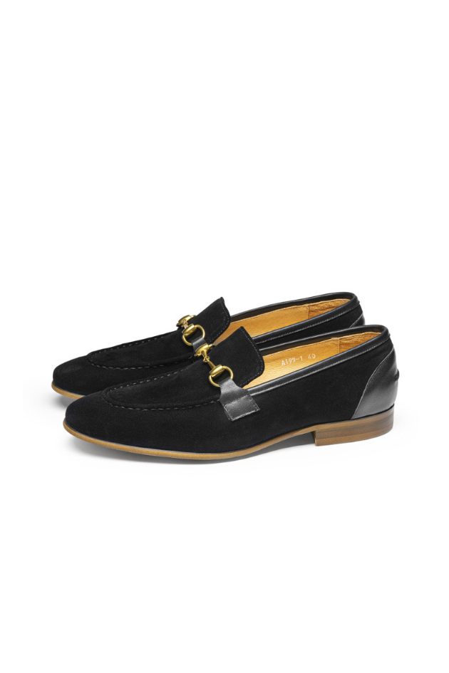 Alessio Black Suede Horsebit Loafers