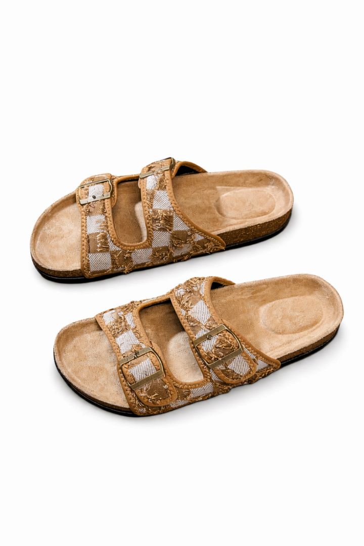 Leon Woven Sandals with Double Buckle