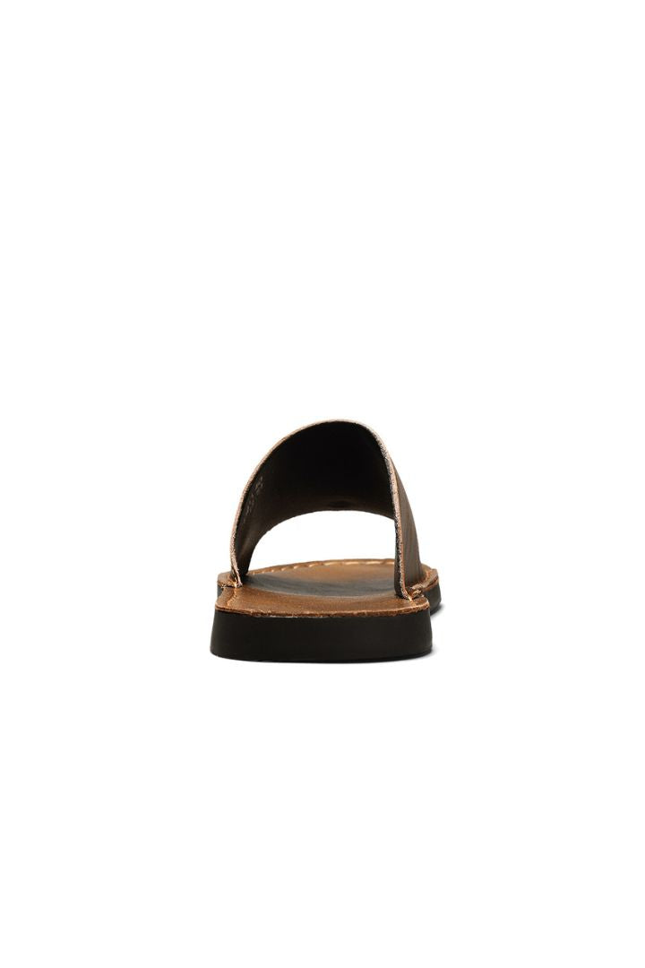 Marcus Brown Leather Slide Sandals