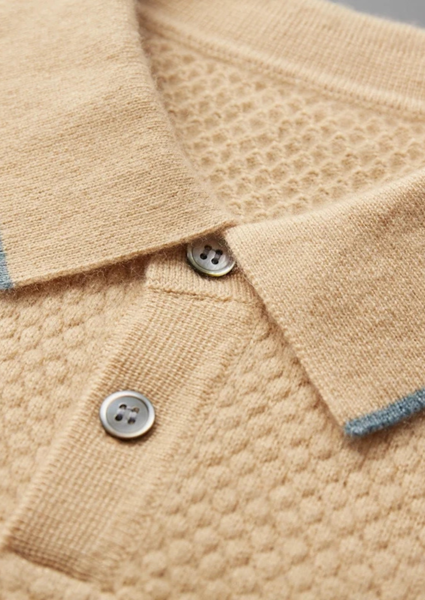 Mustard Two-Tone Cashmere Polo