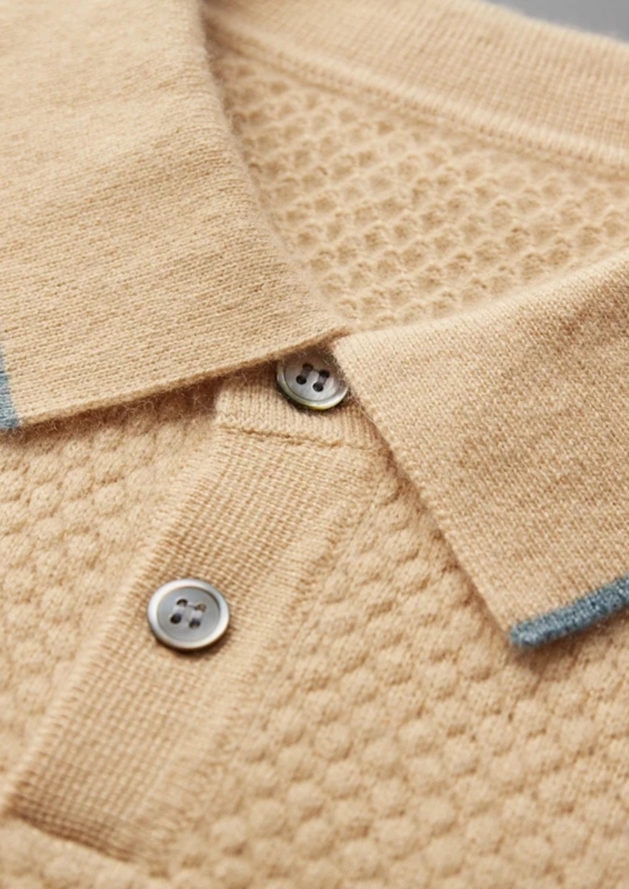 Mustard Two-Tone Cashmere Polo