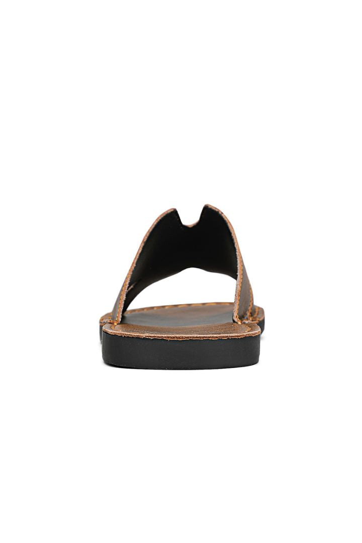 Marcelli Brown Leather Slide Sandals