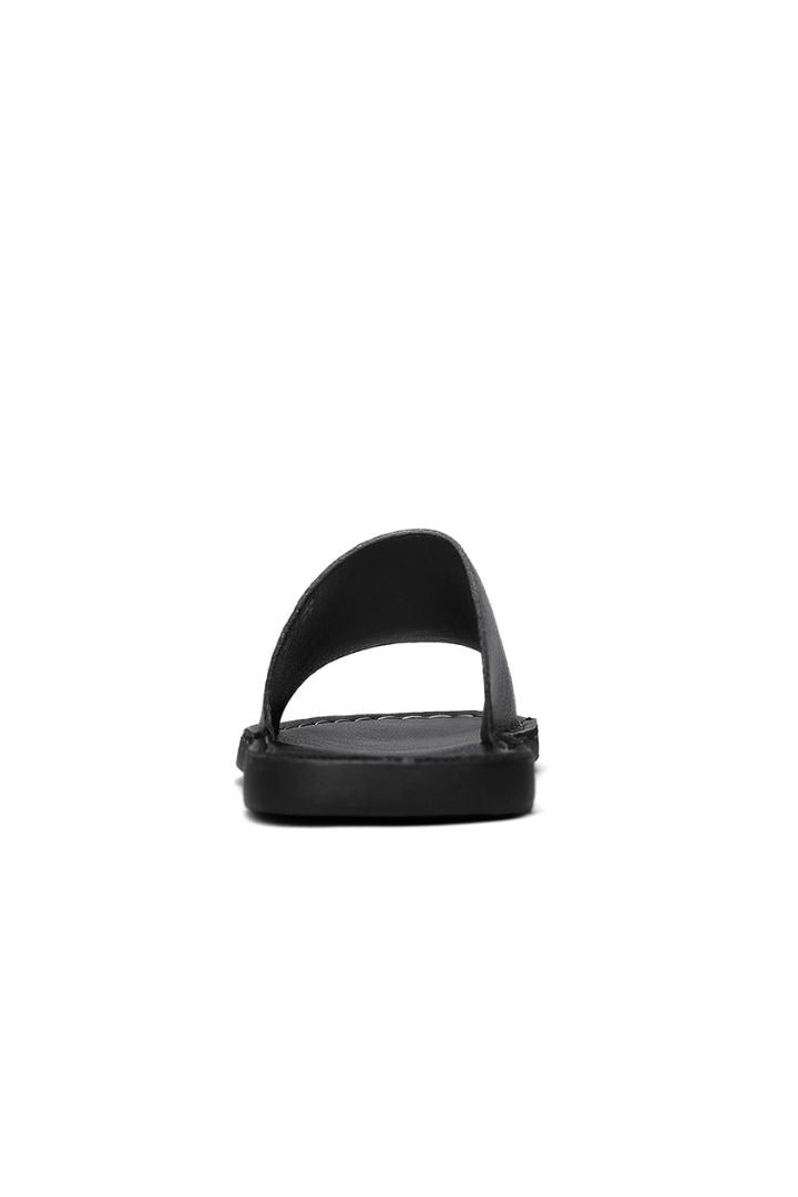 Marcus Black Leather Slide Sandals