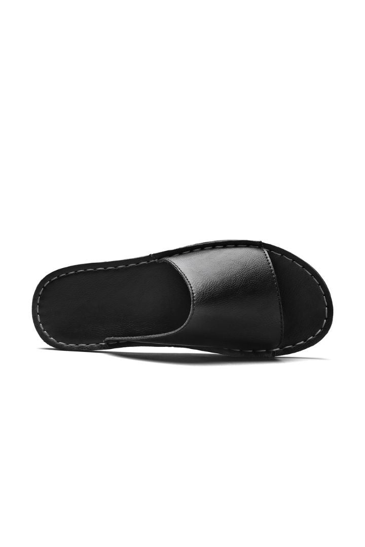 Marcus Black Leather Slide Sandals