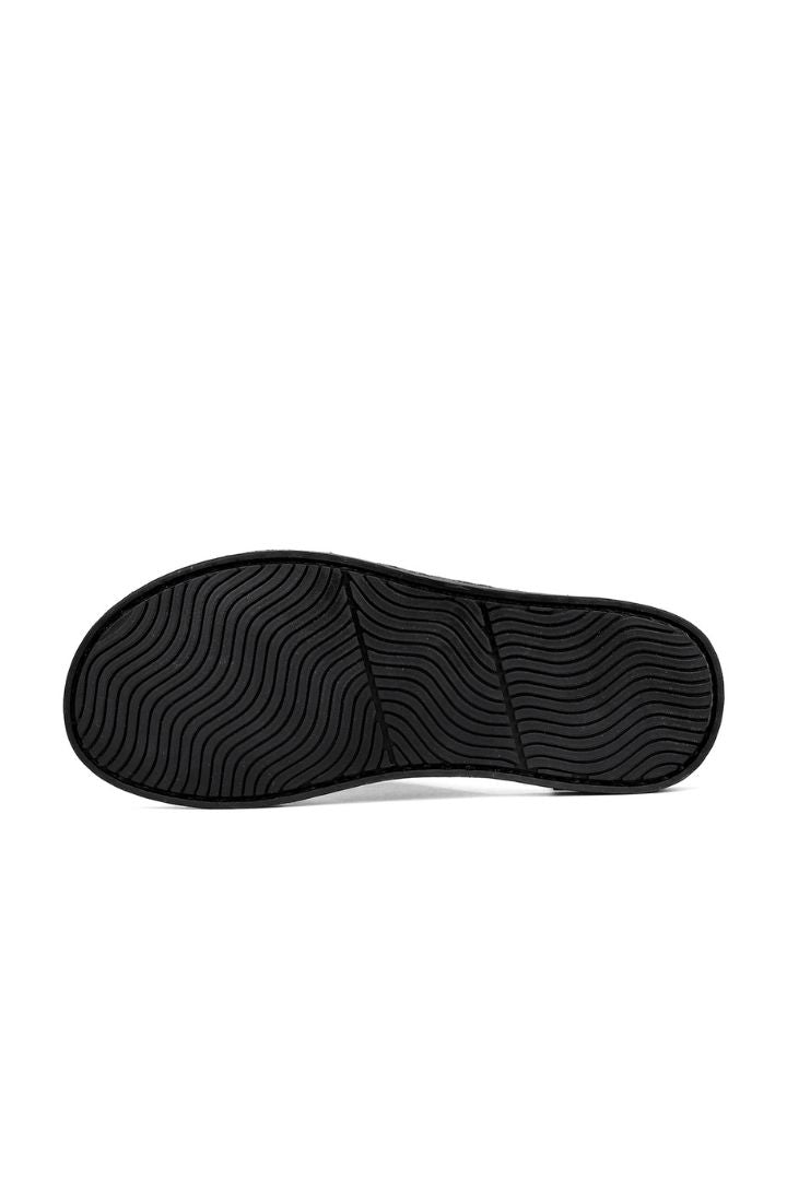 Marcelli Black Leather Slide Sandals