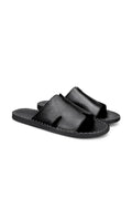 Marcelli Black Leather Slide Sandals