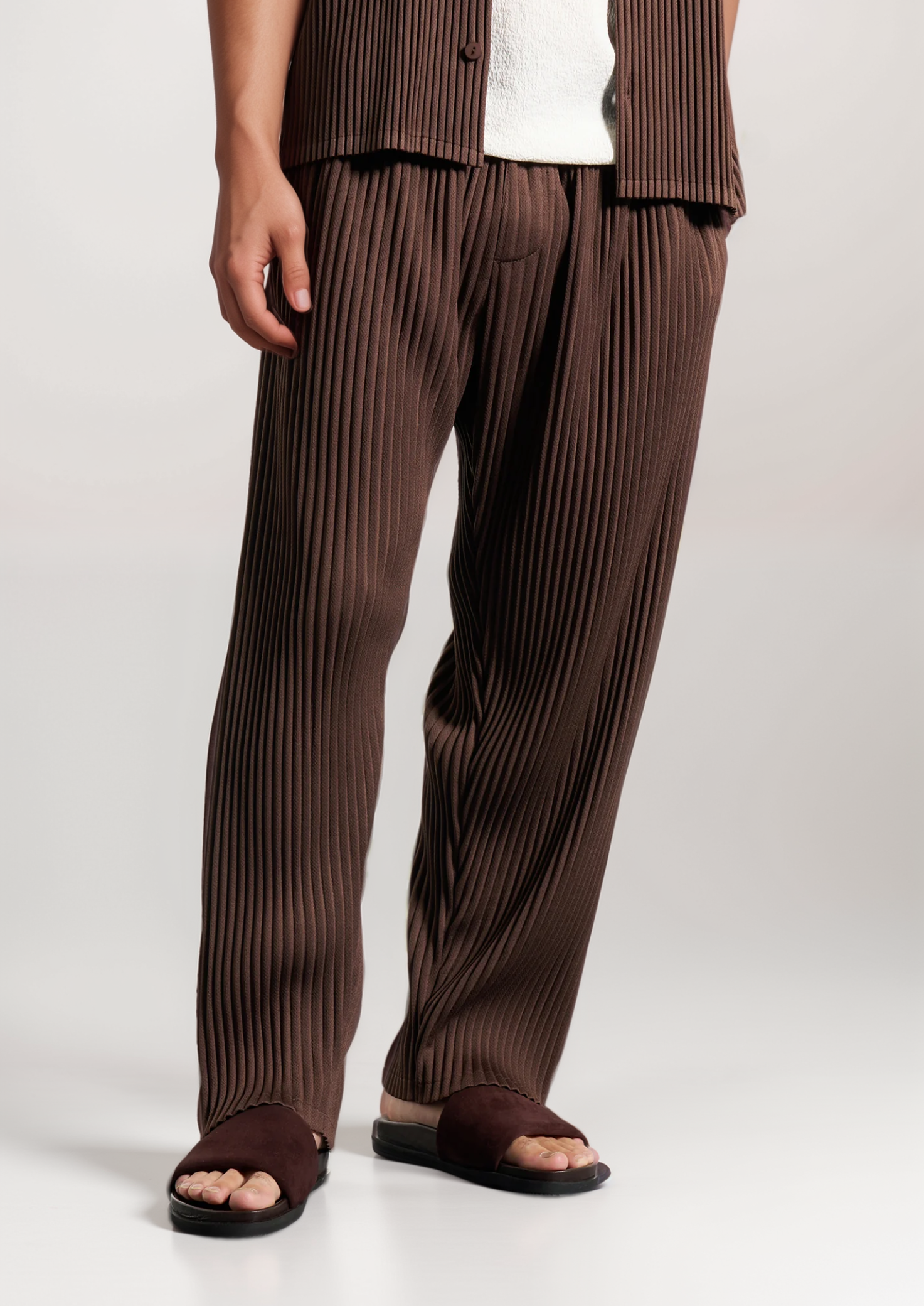 Coffee Pleated Summer Ensemble