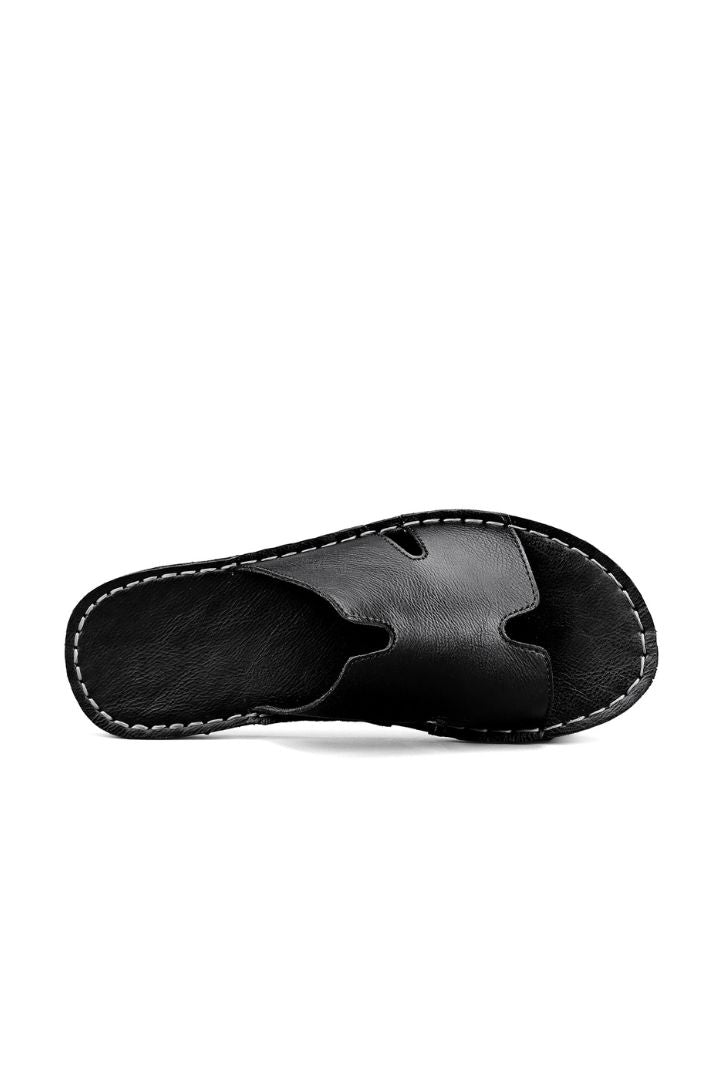 Marcelli Black Leather Slide Sandals