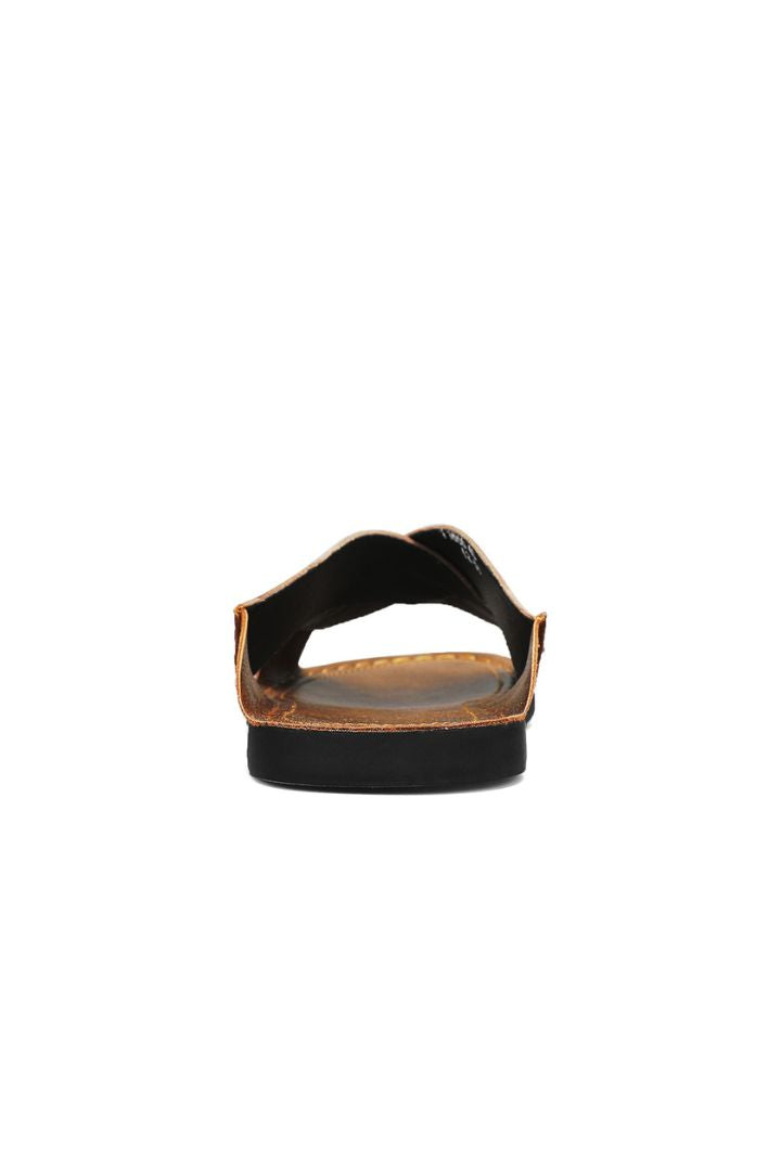 Ravello Brown Leather Cross-Strap Sandals