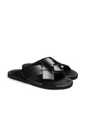Ravello Black Leather Cross-Strap Sandals