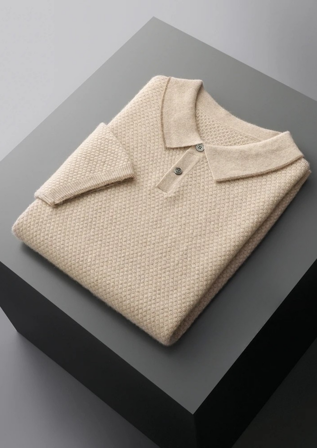 Ivory Two-Tone Cashmere Polo