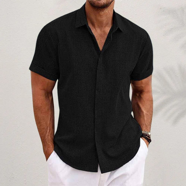 Men's Short-Sleeve Linen Shirt in Summer White