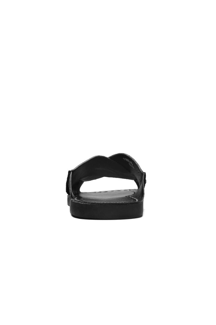 Ravello Black Leather Cross-Strap Sandals