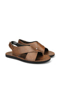 Alvaro Brown Leather Cross-Strap Sandals