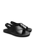 Alvaro Black Leather Cross-Strap Sandals