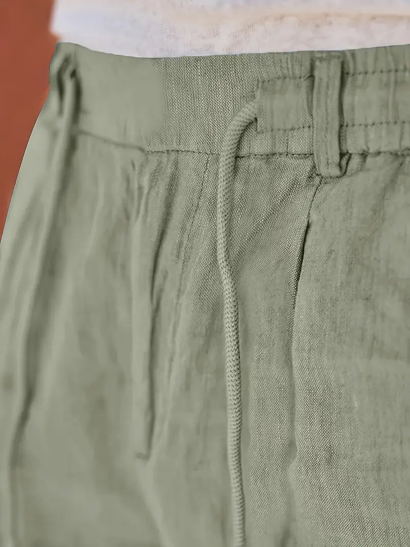 WIDE LINEN TROUSERS WITH CORD