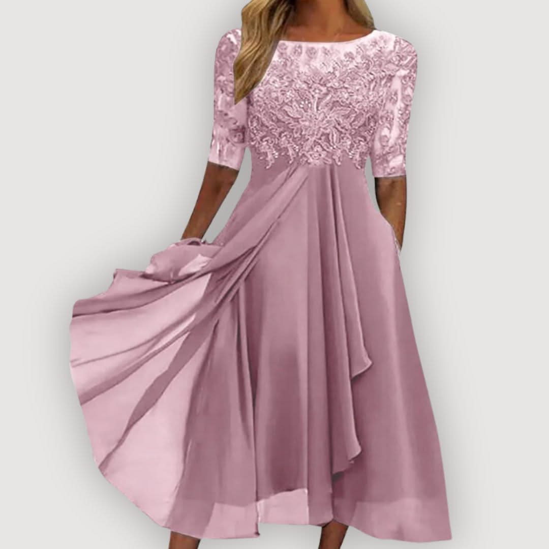 Elara Chiffon Dress in Soft Flow