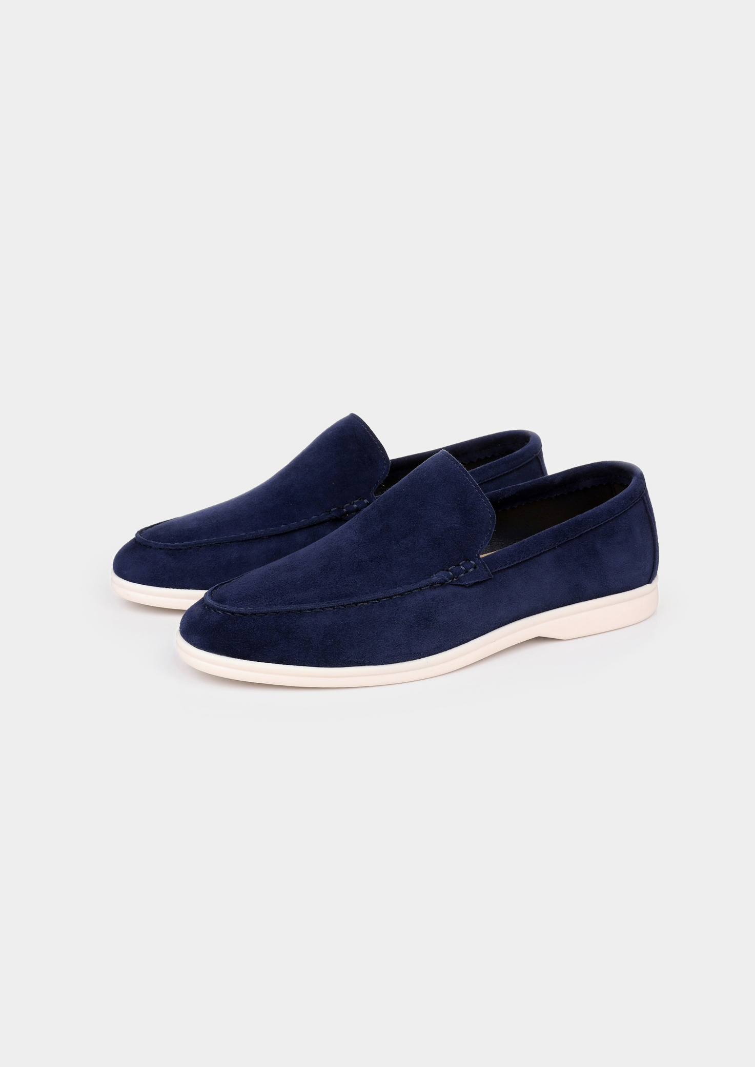 Navy Blue Marina Leather Loafers