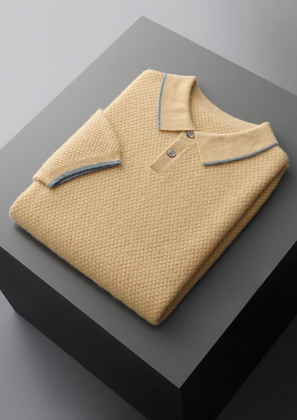 Mustard Two-Tone Cashmere Polo