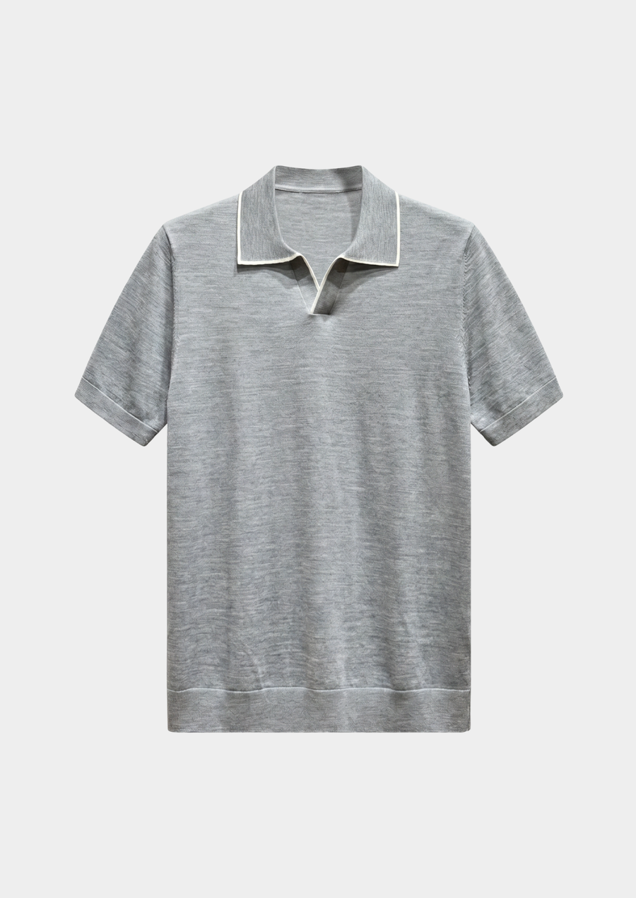 Ellis Lightweight Polo in Light Gray